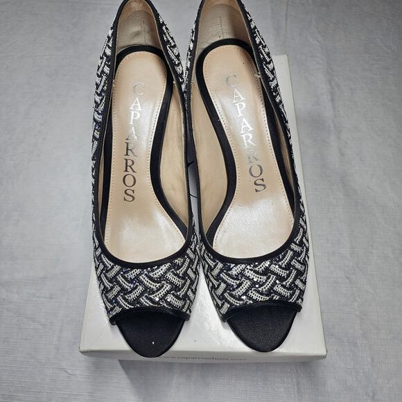 Caparros Silver Metallic "Buffy" Dressy Formal Peep Toe Pumps Size  9.5M - Picture 7 of 9